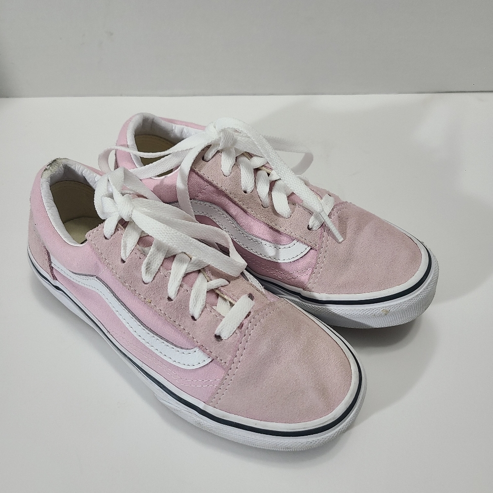 Vans Pink and‎ White LIds Size 2.5 Kids